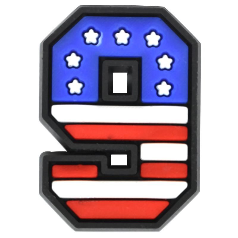 Cartoon Creative American Flag Pattern English Alphanumeric PVC Soft Rubber Hole Shoes DIY Accessories Shoe Buckle