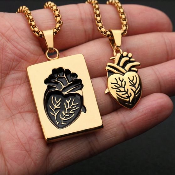 Simple Creative Heart Couple Pendant Necklace